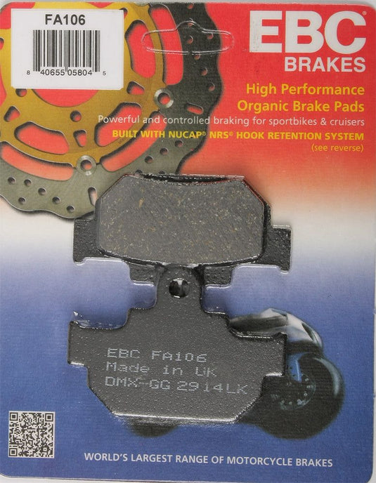 EBC 1 Pair Premium SFA Organic OE Replacement Brake Pads MPN FA106