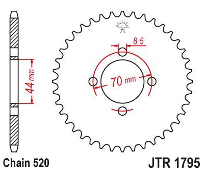 Load image into Gallery viewer, JT Sprockets Rear Steel Sprocket 22 Tooth 22T 520 Chain JTR1795.22
