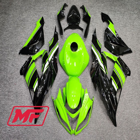 Monster Fairings Full Kit Kawasaki ZX-6R 13-18 Gloss Green and Black + Windshield + Gas Tank Cover