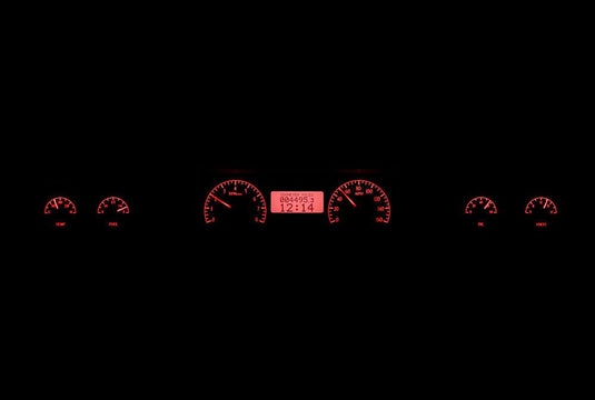 Dakota Digital 1973-1977 Chevrolet Malibu/Monte Carlo/El Camino/GMC Sprint VHX Black Red Display Square Gauge Kit VHX-73C-MAL-K-R