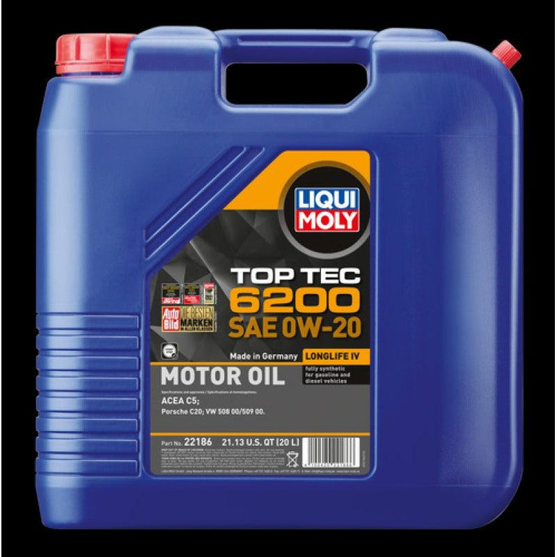 Load image into Gallery viewer, Liqui Moly 20L Top Tec 6200 SAE 0W20 Motor Oil 22186
