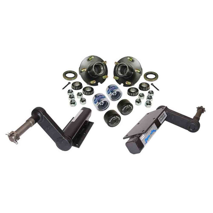 2,000 lb. Torsional Stub Axles With 5-Bolt on 4-1/2 Inch Hubs - With Bearing Buddies And Caps