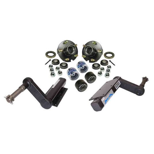 2,000 lb. Torsional Stub Axles With 5-Bolt on 4-1/2 Inch Hubs - With Bearing Buddies And Caps