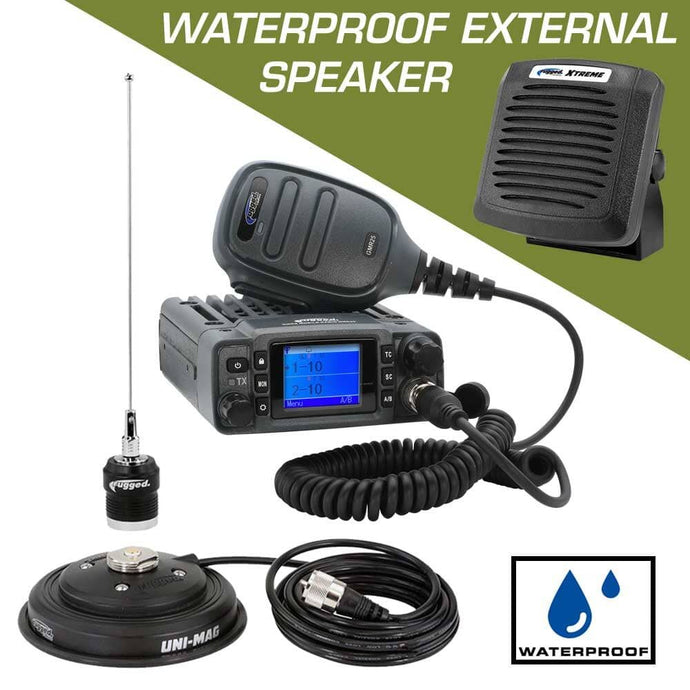Rugged Radios Adventure Radio Kit - GMR25 Waterproof GMRS Mobile Radio Kit and External Speaker RK-GMR25-SPK
