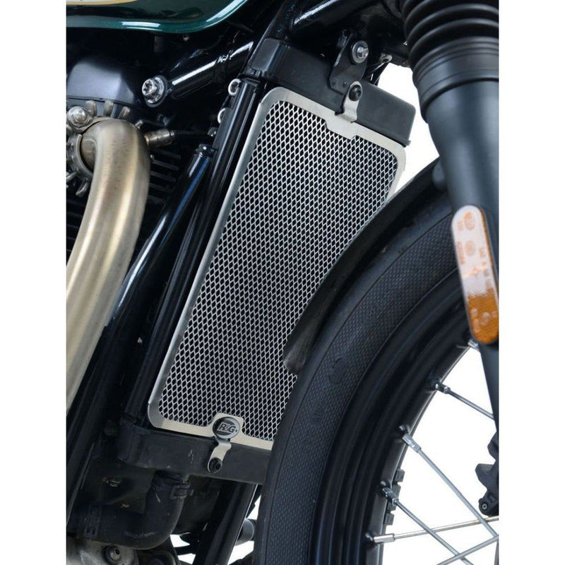 Load image into Gallery viewer, R&amp;G Racing Silver Aluminum Radiator Guard For 2017-2020 Triumph Bonneville Bobber
