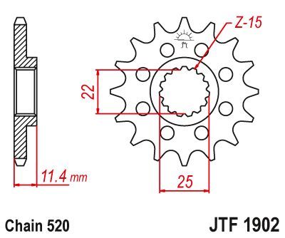 JT Sprockets Front Steel Countershaft Sprocket 14 Tooth 14T 520 Chain