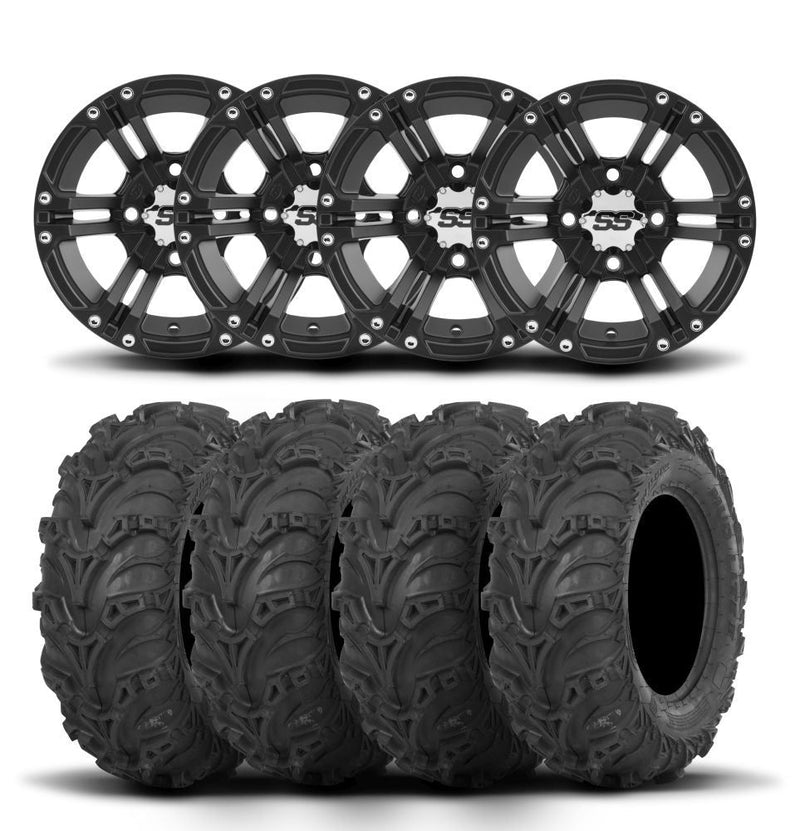 Load image into Gallery viewer, ITP SS212 12&quot; Matte Black Wheels And Mud Lite II Tires [26x11-12]
