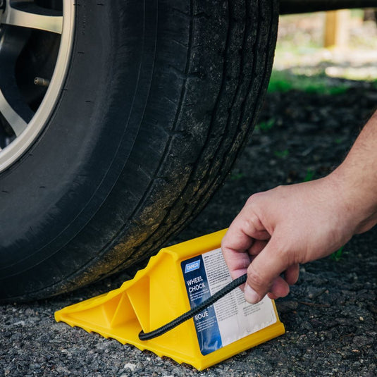 Wheel Chock with Rope Handle, Yellow