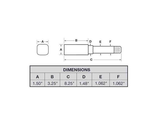 Single - 4-Bolt on 4 Inch Hub Assembly with Square Shaft 1-1/16 Inch Straight Spindle & Bearings