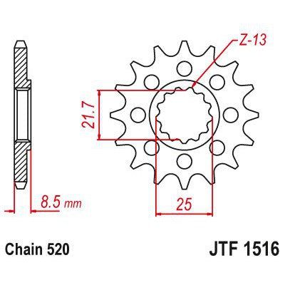 JT Sprockets Front Steel Countershaft Sprocket 15 Tooth 15T 520 Chain