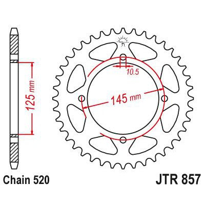 JT Sprockets Rear Steel Sprocket 42 Tooth 42T 520 Chain JTR857.42