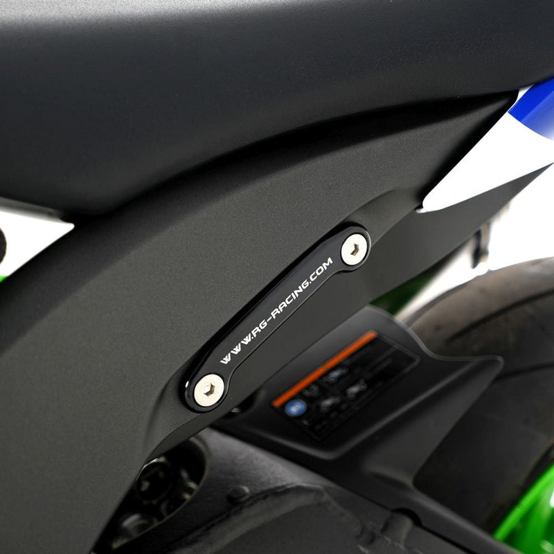 Load image into Gallery viewer, R&amp;G Racing Black Rear Foot Rest Delete Blanking Plates For 2015-2019 Kawasaki Ninja ZX10R ZX1000
