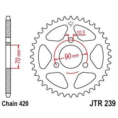 JT Sprockets Rear Steel Sprocket 47 Tooth 47T 420 Chain JTR239.47
