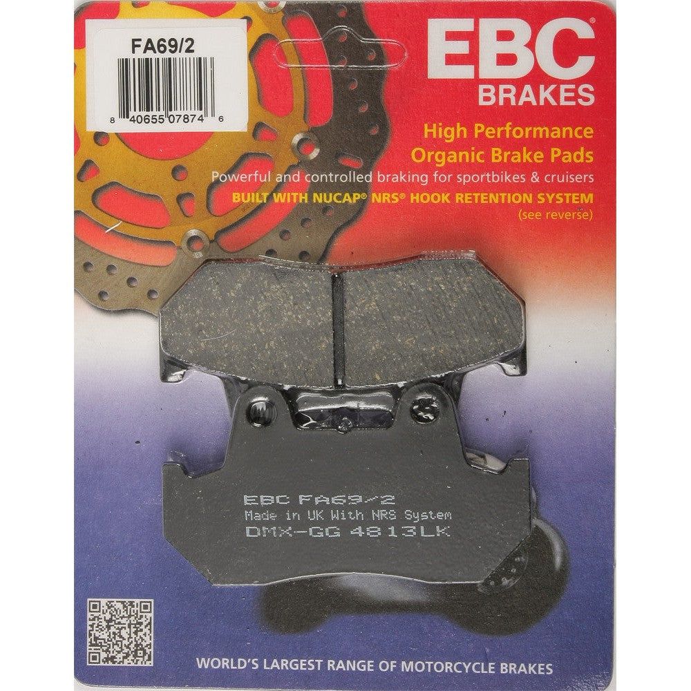 EBC 1 Pair Premium SFA Organic OE Replacement Brake Pads MPN FA69/2