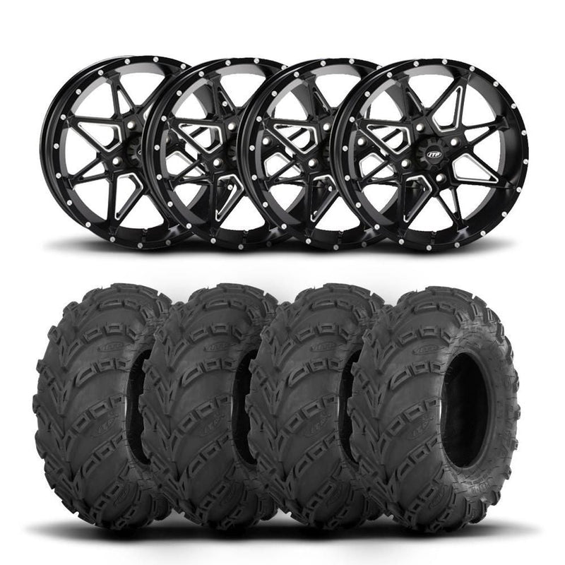 Load image into Gallery viewer, ITP Tornado 14" Matte Black Wheels And Mud Lite Tires [27x10-14]
