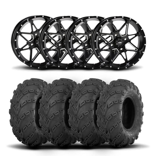 ITP Tornado 14" Matte Black Wheels And Mud Lite Tires [27x10-14]