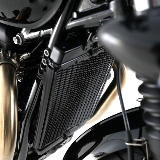 R&G Racing Matt Black PRO Radiator Guard For 2017-2024 Triumph Bonneville Bobber