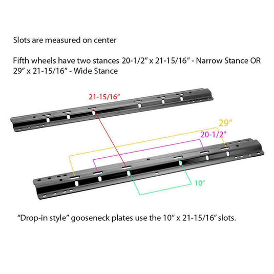 Reese Quick Install Fifth Wheel Mounting Brackets and 30035 Universal Rails fits 2013-Current Ram 3500