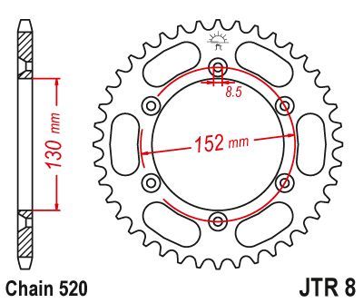 JT Sprockets Rear Steel Sprocket 48 Tooth 48T 520 Chain JTR8.48