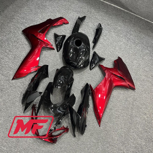 Monster Fairings Full Kit Suzuki GSXR600-750 11-22 Lava Black and Red + Windshield + Gas Tank Cover