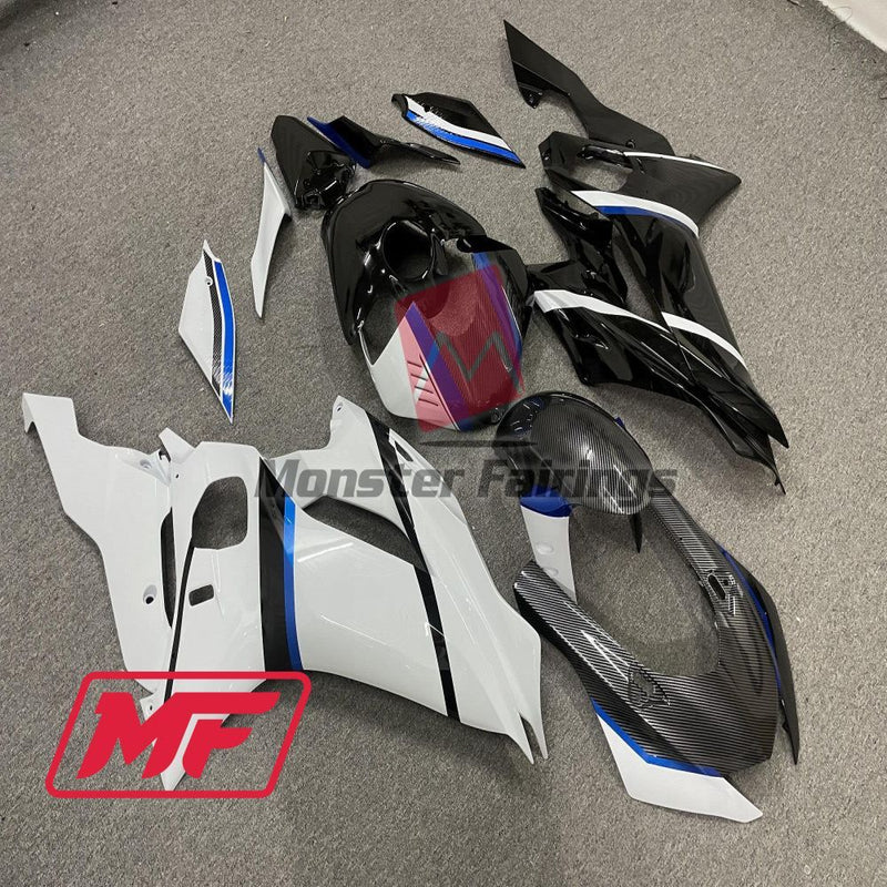 Load image into Gallery viewer, Monster Fairings Full Kit Yamaha R6 17-22 Sky Blue Carbon Fiber Style Split + Windshield + Gas Tank Cover
