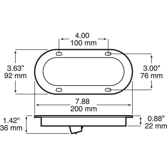 LED Tail Light with Cyclops Back-Up Eye - Flange Mount Assembly - 6 Inch Oval
