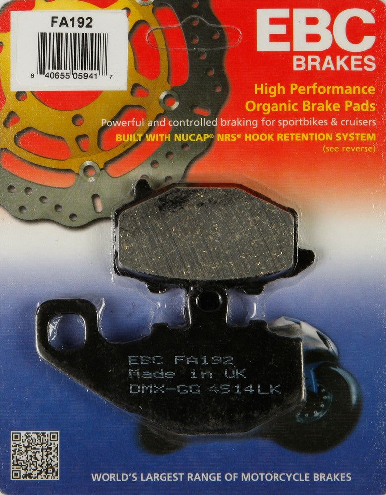 Load image into Gallery viewer, EBC 1 Pair FA Series Organic Replacement Brake Pads MPN FA192

