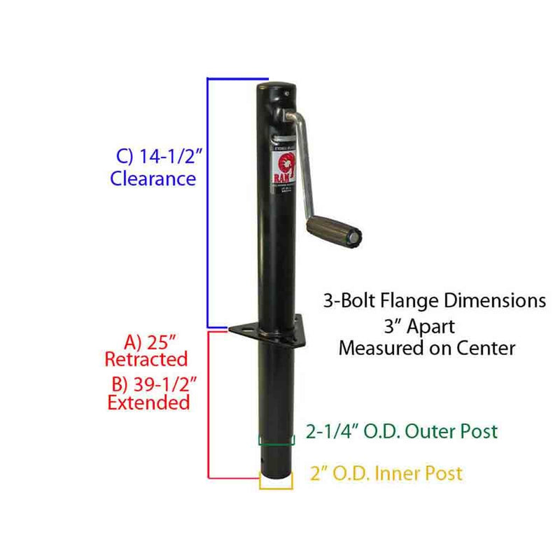 Load image into Gallery viewer, A-Frame Trailer Jack with Foot and Mounting Hardware
