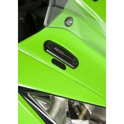 Load image into Gallery viewer, R&amp;G Racing Black Mirror Delete Blanking Plates For 2011-2015 Kawasaki Ninja ZX10R ZX1000

