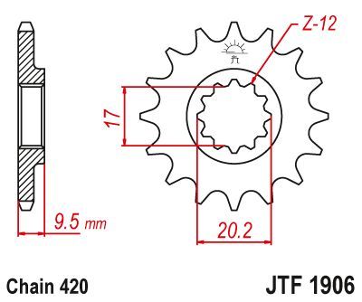 Load image into Gallery viewer, JT Sprockets Front Steel Countershaft Sprocket 12 Tooth 12T 420 Chain
