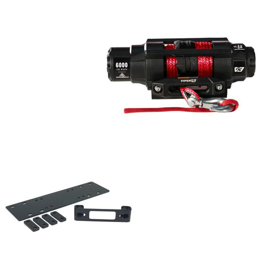 Viper 6000lbs V3 Winch Red Rope With Mount For Honda Pioneer 1000 2016-2021