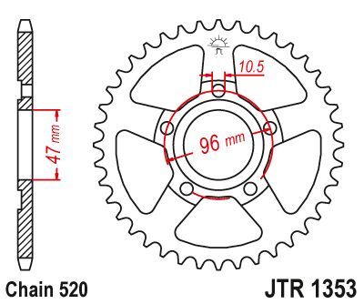JT Sprockets Rear Steel Sprocket 40 Tooth 40T 520 Chain JTR1353.40