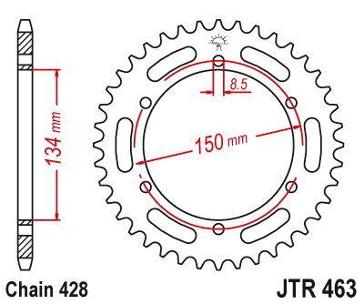 JT Sprockets Rear Steel Sprocket 48 Tooth 48T 428 Chain JTR463.48