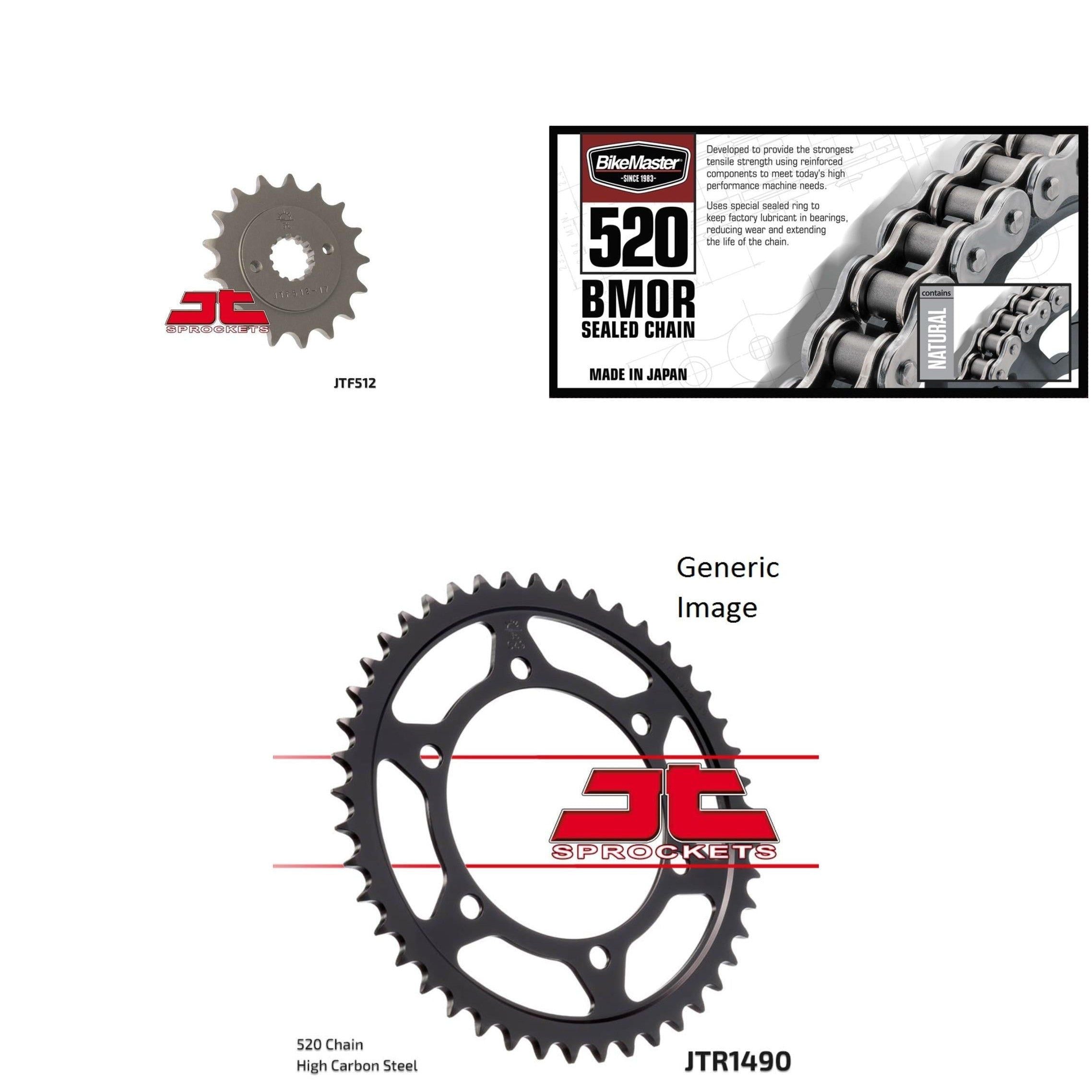 520 BMOR Chain Natural,Front & Rear Sprocket Kit KAWASAKI EN500 Vulcan 1996-2009