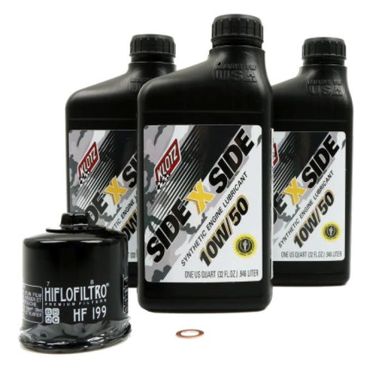 Klotz Synthetic 10W/50 Oil Change Kit with Hiflo Filter For Polaris RZR XP Turbo