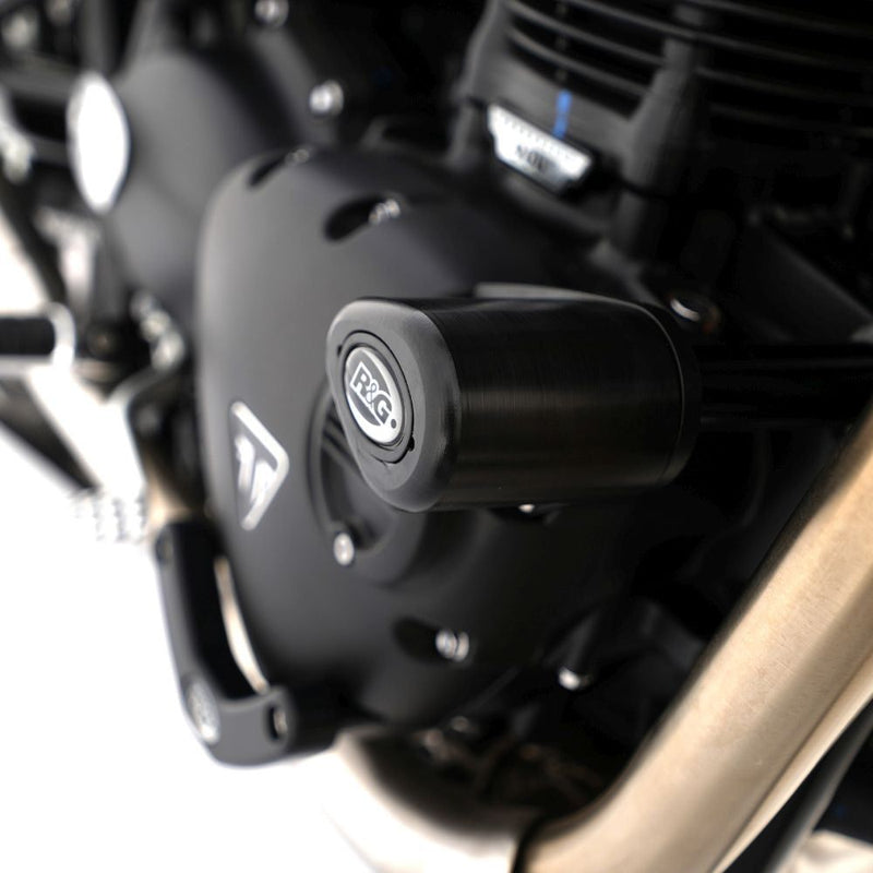 Load image into Gallery viewer, R&amp;G Racing Black Aero Style Crash Protection Bobbins For 2017-2022 Triumph Bonneville T100
