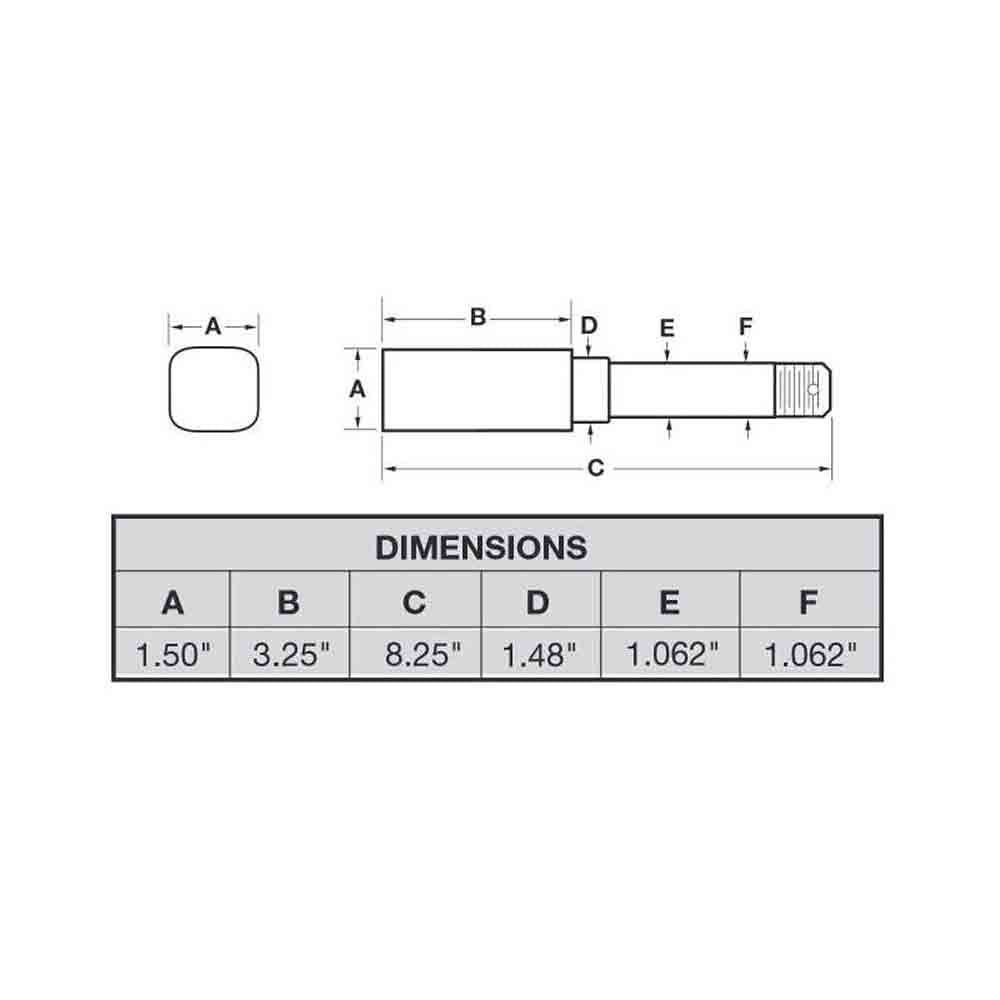 Pair of 5-Bolt On 4-1/2 Inch Hub Assemblies with Square Shaft 1-1/16 Inch Straight Spindles & Bearings - for 2,200 lb Axle