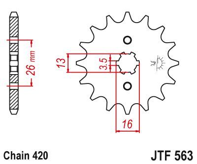 Load image into Gallery viewer, JT Sprockets Front Steel Countershaft Sprocket 13 Tooth 13T 420 Chain JTF563.13
