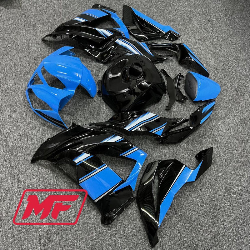 Load image into Gallery viewer, Monster Fairings Full Kit Kawasaki ZX-6R 13-18 Gloss Blue and Black + Windshield + Gas Tank Cover
