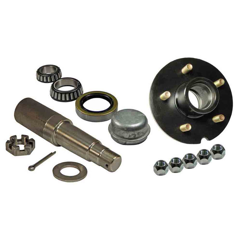 Load image into Gallery viewer, Single - 5-Bolt On 4-1/2 Inch Hub Assembly - Includes (1) 1-3/8 Inch To 1-1/16 Inch Tapered Spindle &amp; Bearings
