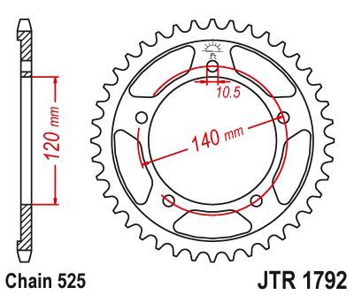 Load image into Gallery viewer, JT Sprockets Rear Steel Sprocket 42 Tooth 42T 525 Chain JTR1792.42
