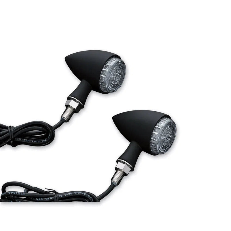 Load image into Gallery viewer, Kuryakyn Black Rear Red Torpedo LED Turn Signal Indicator Lights Harley Yamaha
