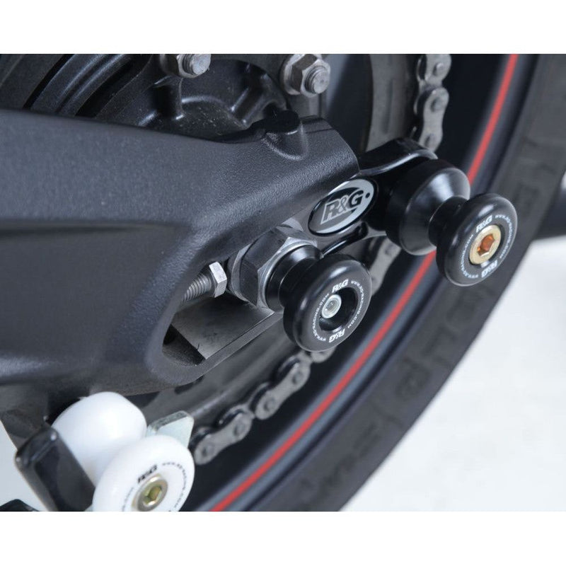 Load image into Gallery viewer, R&amp;G Racing Black Spindle Sliders For 2006-2012 Triumph Daytona 675
