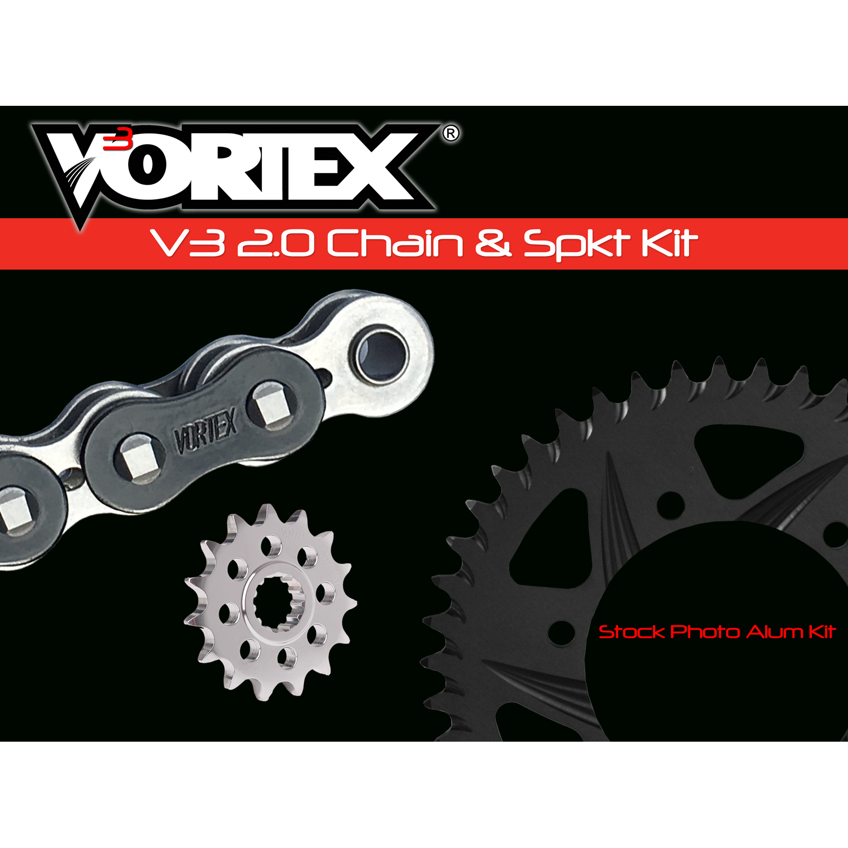 Vortex Black SSA 525RX3-128 Chain and Sprocket Kit 17-45 Tooth - CK6432
