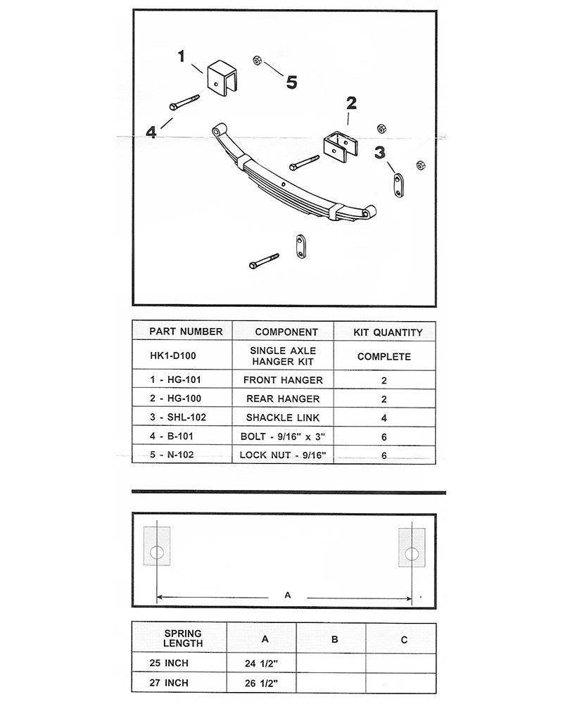 Load image into Gallery viewer, Rigid Hitch (HK1-D100) Trailer Spring Hanger Kit, for Double Eye Leaf Springs
