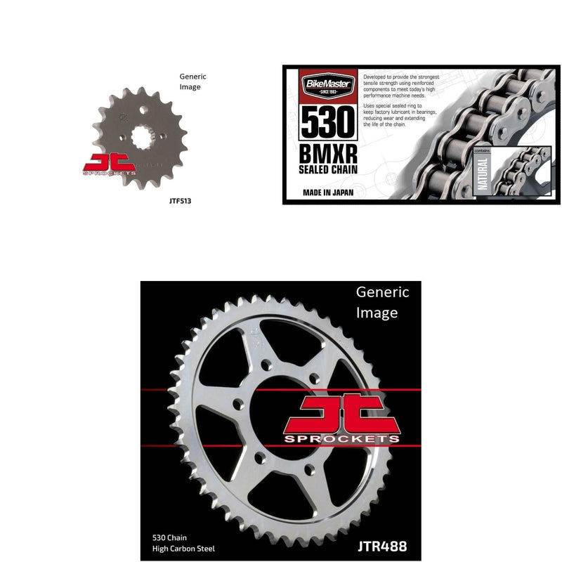 Load image into Gallery viewer, 530 BMXR Chain Natural, Front &amp; Rear Sprocket Kit for KAWASAKI KZ650E Ltd 1980
