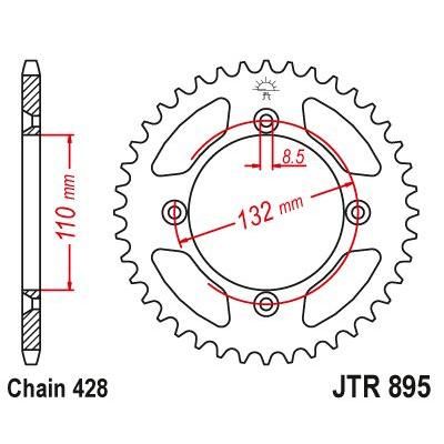 JT Sprockets Rear Steel Sprocket 46 Tooth 46T 428 Chain For Husqvarna TC85 17/14 2015-2024 JTR895.46