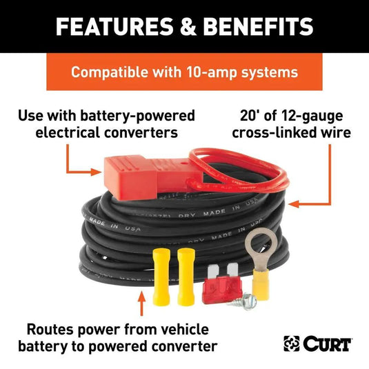 Powered Converter Wiring Kit (10 Amps) for Powered T-Connector Vehicle to Trailer Wiring Harnesses