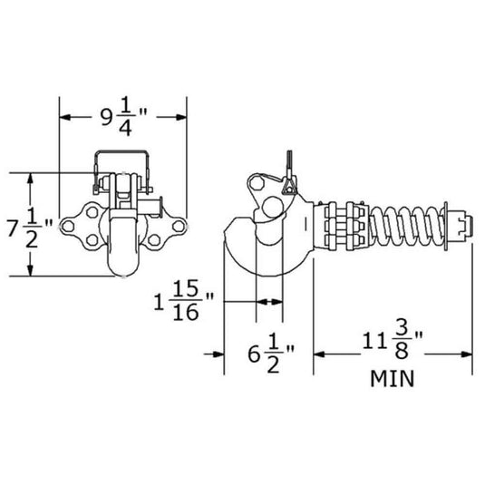 25 Ton Spring Mounted Pintle Hook - Commercial Mount