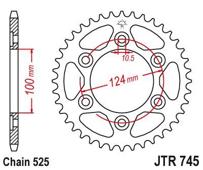 Load image into Gallery viewer, JT Sprockets Rear Steel Sprocket 42 Tooth 42T 525 Chain JTR745.42
